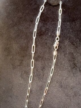 925 Sterling silver 4mm Paperclip Chain Necklace 16inch 4mm